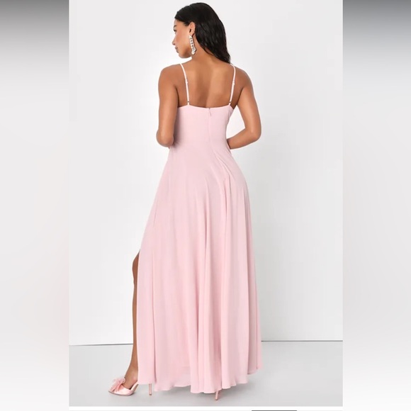 NWT Lulus Cause for Commotion Light Pink Pleated Bustier Maxi Dress Feminine XS - Picture 6 of 7